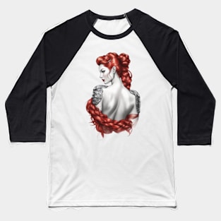 Red Haired Woman Sketch Baseball T-Shirt